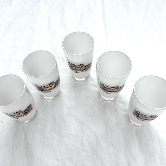 Set of 5 Vintage Cocktail Highball Glasses 1912 Chevrolet Collectible Gold Leaf - Picture 4 of 9